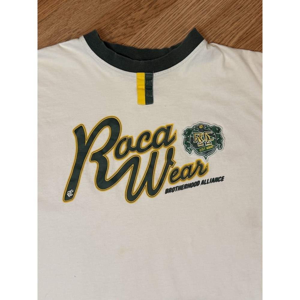 Vintage 90s Y2K Rocawear Men's Ringer T-Shirt Streetwear Size 2XL Jay-Z *flaw*